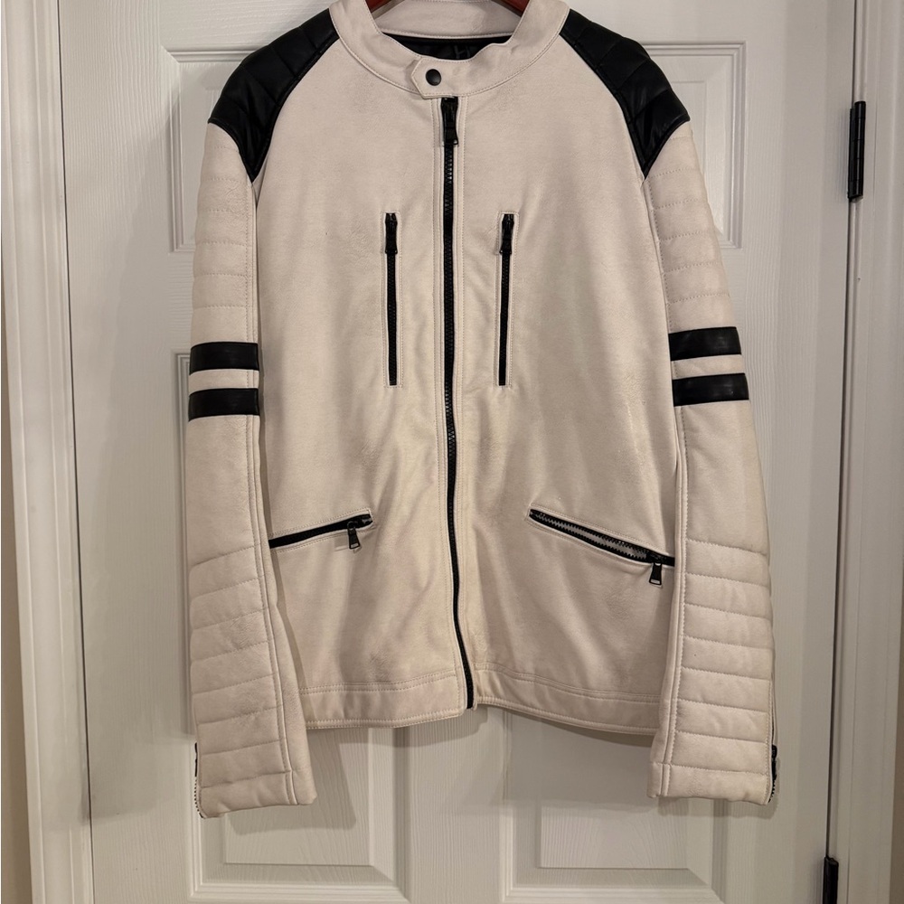 Men’s XL Express White Leather Jacket